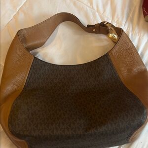 Michael Kors Signature Brown and Tan Hobo Bag